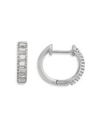 Diamond Baguette Huggie Hoop Earrings in 14K Gold
