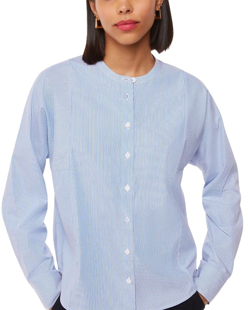 Striped Grandad Collar Shirt