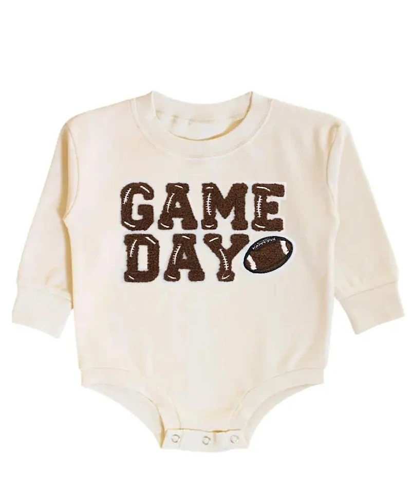 Sweet Wink Unisex Game Day Patch Long Sleeve Romper