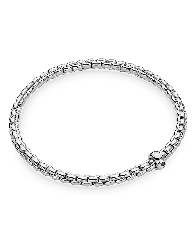 Fope 18K Yellow Gold Eka Black Diamond Rondelle Box Link Flex Bracelet