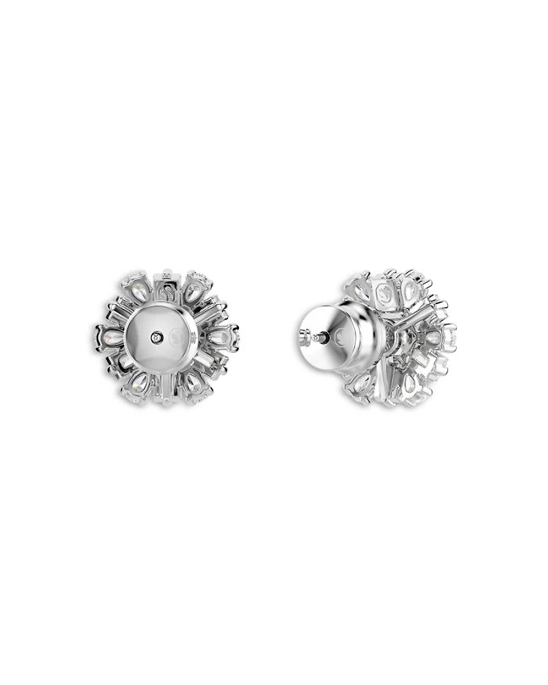 Idyllia Crystal Snowflake Stud Earrings in Rhodium Plated