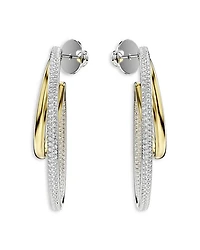 Hyperbola Crystal Double Row Hoop Earrings in Gold Tone & Rhodium Plated