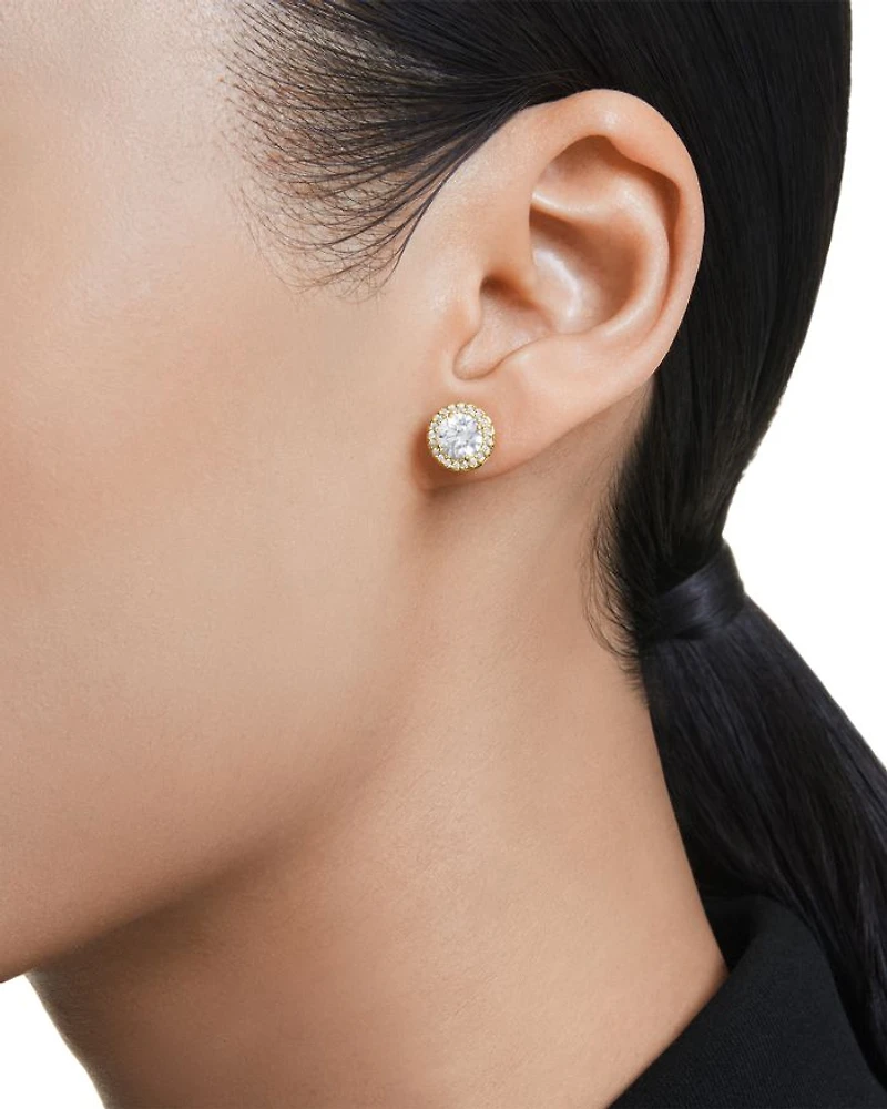 Una Crystal Halo Stud Earrings in Gold Tone