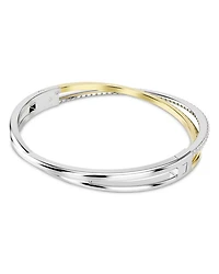 Hyperbola Crystal Double Row Bangle Bracelet in Gold Tone & Rhodium Plated