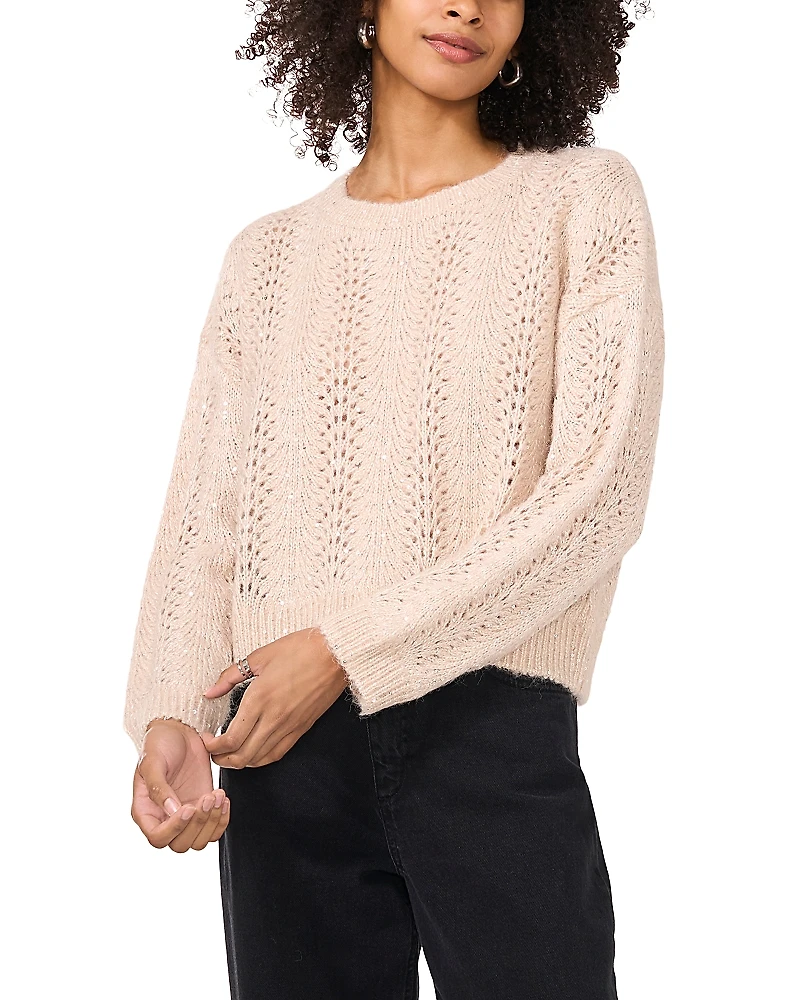 Vince Camuto Pointelle Dropped Shoulder Sweater