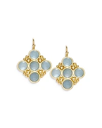 18K Yellow Gold Bubbles Aquamarine Bezel Drop Earrings