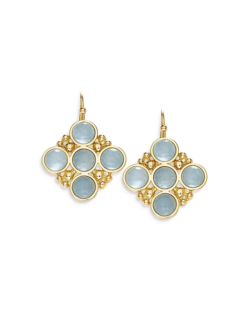 L. Klein 18K Yellow Gold Bubbles Aquamarine Bezel Drop Earrings