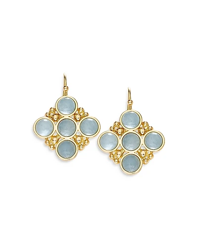 L. Klein 18K Yellow Gold Bubbles Aquamarine Bezel Drop Earrings