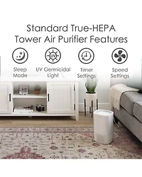 Crane Air Purifier with True HEPA Filter, UV Light, 250 Sq Feet Coverage, Timer Function, Sleep Mode, Washable Particle Filter, EE-5067