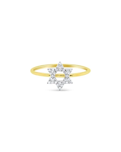 14K Yellow Gold Diamond Star of David Ring, 0.06 tcw