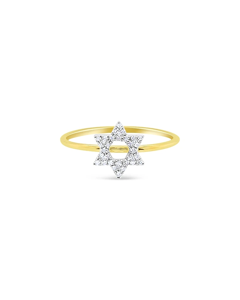 Meira T 14K Yellow Gold Diamond Star of David Ring, 0.06 tcw