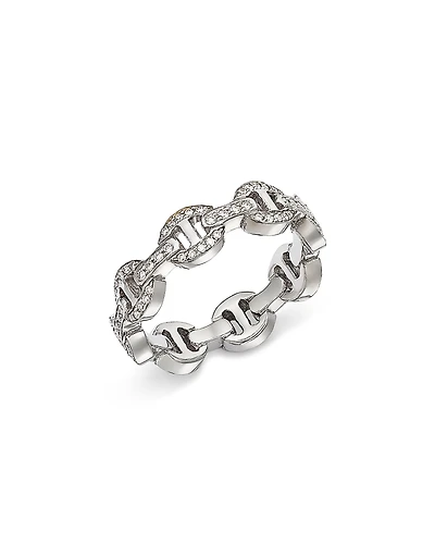 Hoorsenbuhs 18K White Gold Heritage Diamond Tri Link Ring