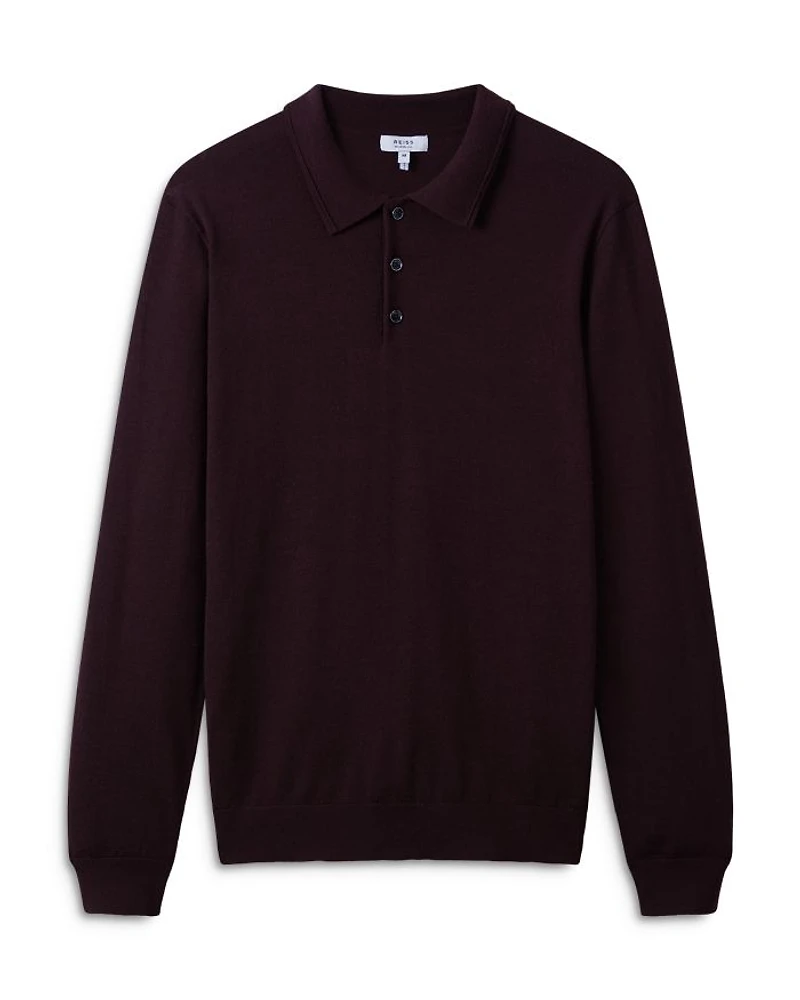 Trafford Merino Wool Regular Fit Long Sleeve Polo Shirt