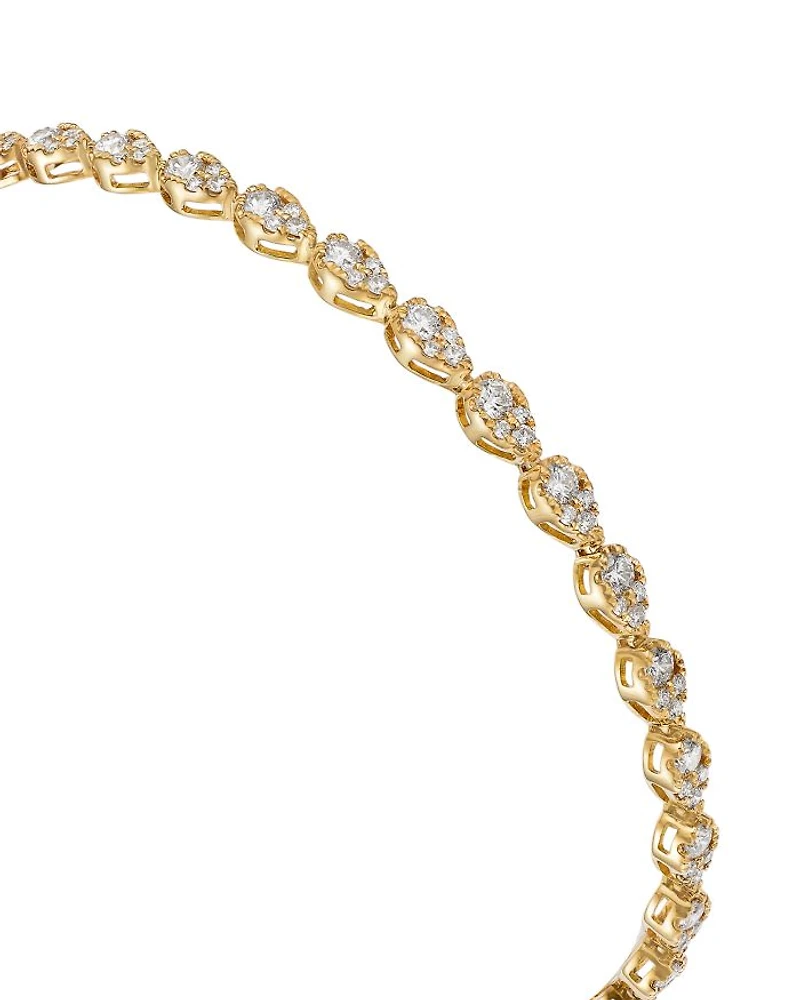 Diamond Mini Pear Cluster Tennis Bracelet 14K Yellow and White Gold, 2.00 tcw