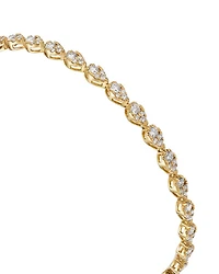 Diamond Mini Pear Cluster Tennis Bracelet 14K Yellow and White Gold, 2.00 tcw