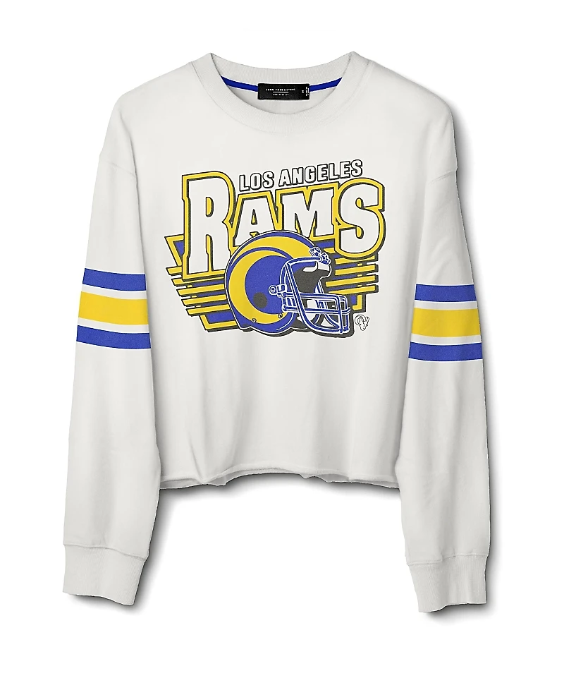 Junk Food Clothing Women's Nfl Los Angeles Rams Kickoff Crop Crew Fleece Sweatshirt