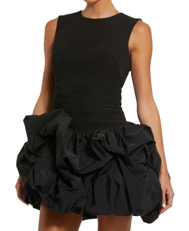 Sleeveless Crepe Bubble Skirt Mini Dress
