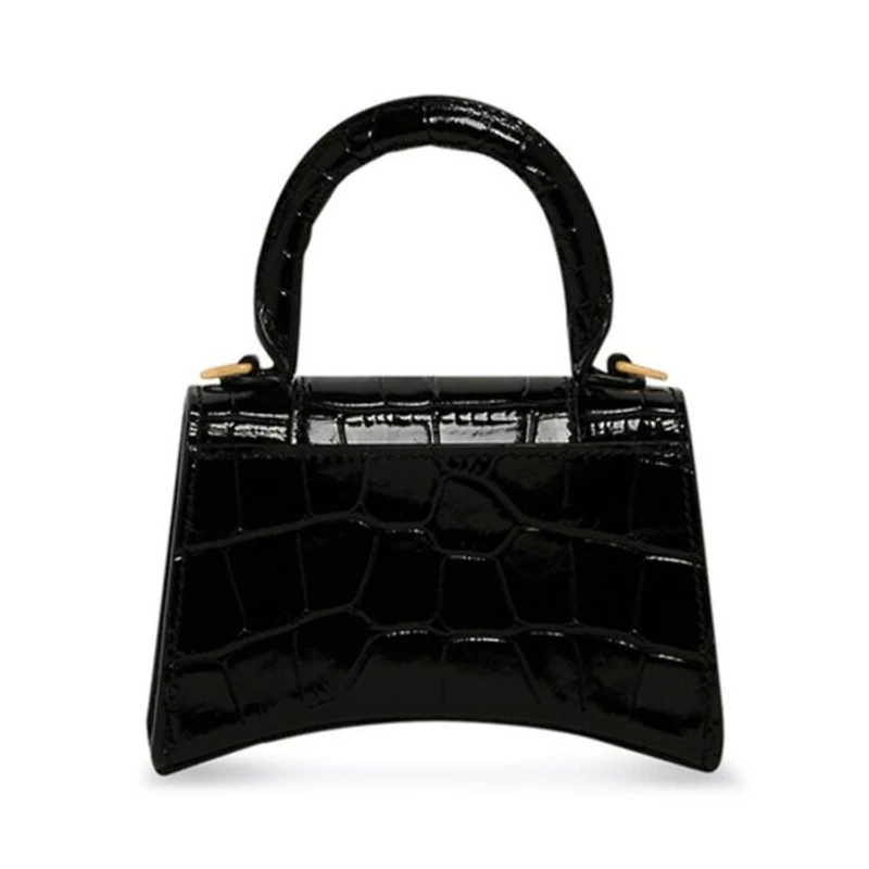Hourglass Mini Handbag with Chain Crocodile Embossed