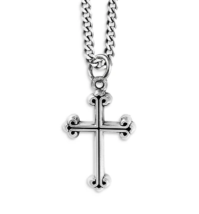 Extra Small Traditional Cross Pendant Necklace, 24"
