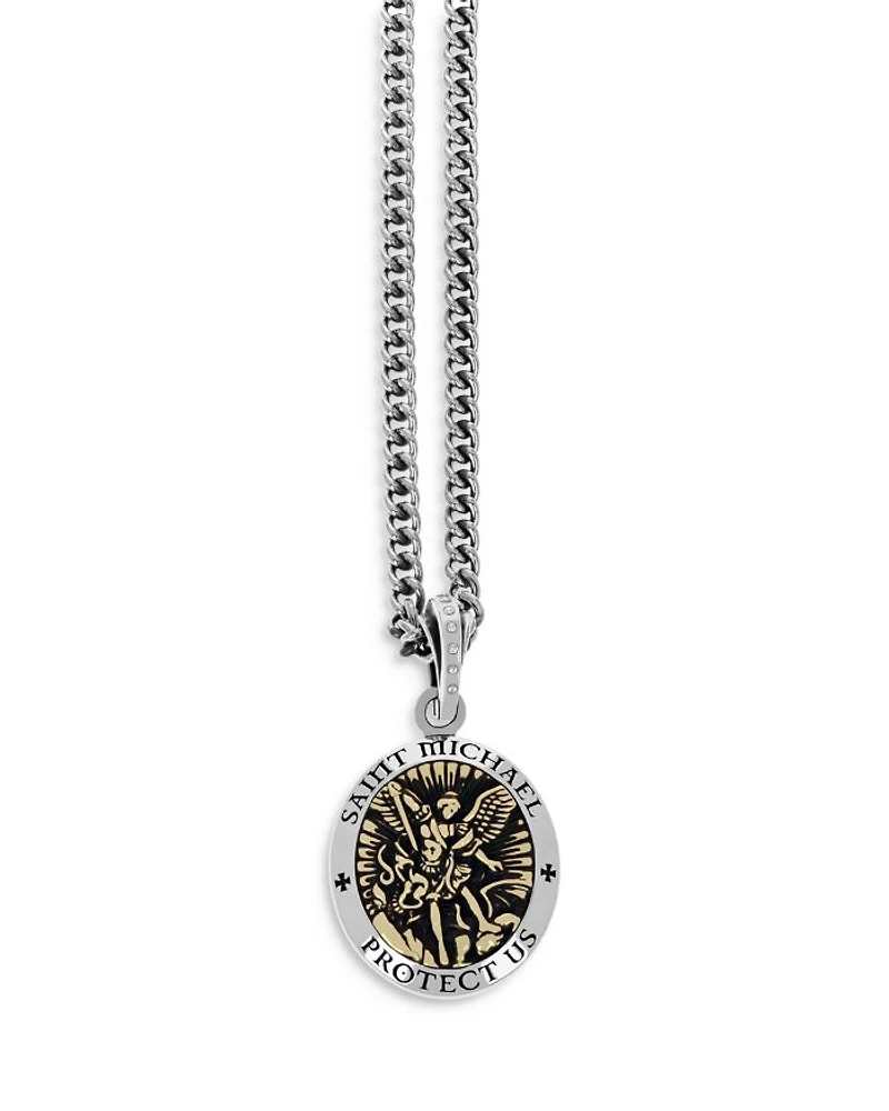 Saint Michael Pendant Necklace, 24"
