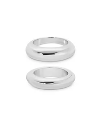 Dome Rings Silver Plated, Set of 2