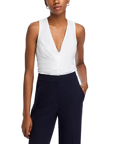 Veronica Beard Aidan Ruched V Neck Top