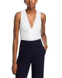 Veronica Beard Aidan Ruched V Neck Top