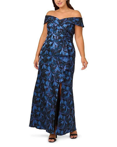 Adrianna Papell Plus Jacquard Gown