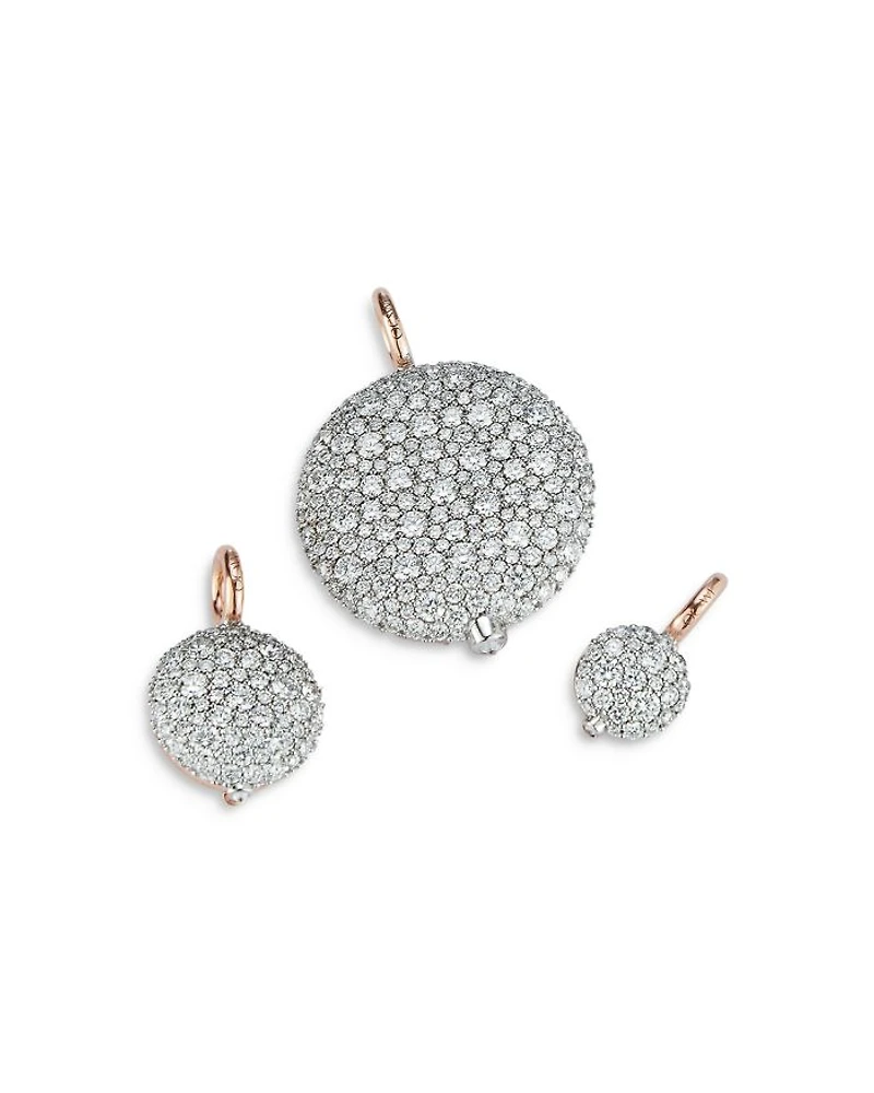 18K Rose & White Gold Diamond Chantecaille Small Pebble Charm Pendant