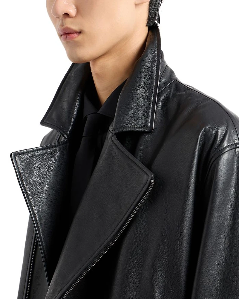 Asymmetrical Leather Biker Jacket