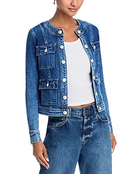 L'Agence Yari Collarless Denim Jacket