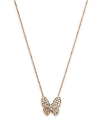 Diamond Butterfly Pendant Necklace in 14K Rose Gold, 0.33 tcw