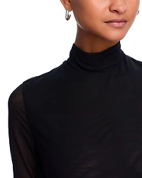 Chara Long Sleeve Mesh & Faux Leather Mini Dress