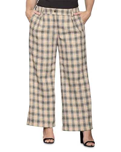 Plus Plaid Wide Leg Pants
