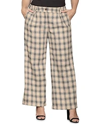 Plus Plaid Wide Leg Pants