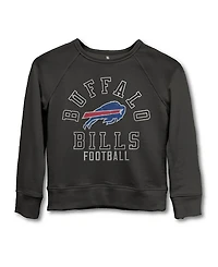 Junk Food Clothing Unisex Nfl Buffalo Bills Flocked Raglan Crew Fleece Sweatshirt - Little Kid, Big Kid