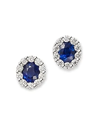 Bloomingdale's Fine Collection Blue Sapphire & Diamond Halo Stud Earrings