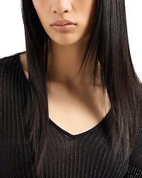 Metallic V Neck Sweater