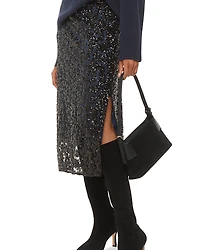 Whistles Petite Floral Sequined Midi Skirt
