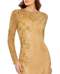 Long Sleeve Embellished Evening Gown