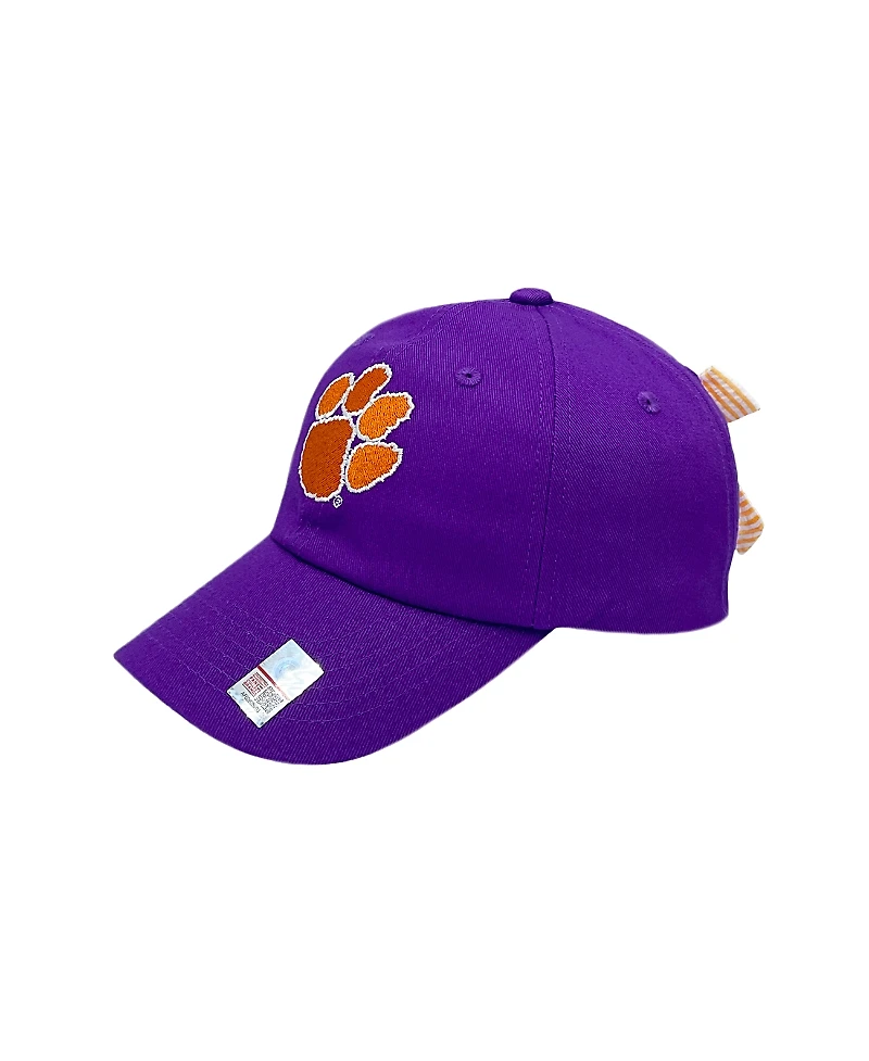 Bits & Bows Girls' Officially Licensed Clemson Bow Baseball Hat - Baby, Little Kid, Big Kid