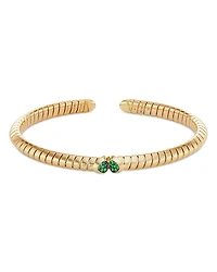Marina B 18K Yellow Gold Trisolina Emerald Pave Coil Cuff Bracelet