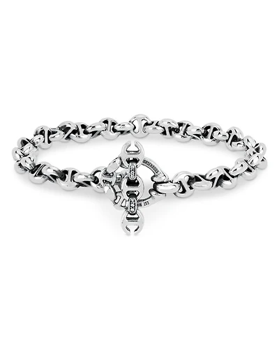 Sterling Silver Open Link Bracelet with Diamond, 0.03 tcw