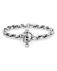 Sterling Silver Open Link Bracelet with Diamond, 0.03 tcw