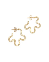 9K Yellow Gold Flower Funk Open Flower Mismatch Huggie Hoop Earrings