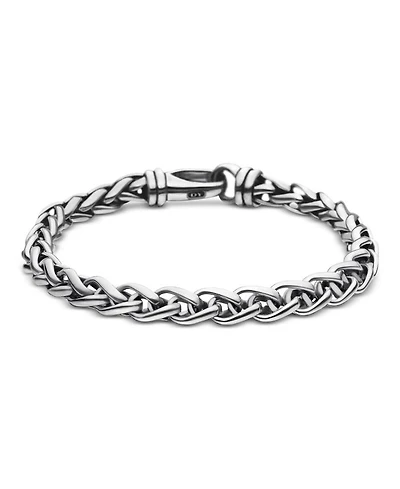 Men's Sterling Silver Wheat Chain Link Bracelet, 6mm