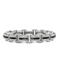David Yurman Men's Sterling Silver Deco Diamond Pave Beveled Link Bracelet