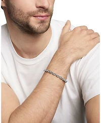 Men's Deco Chain Link Bracelet Sterling Silver, 6.5mm