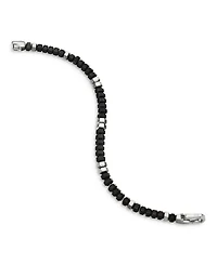 Men's Hex Bead Bracelet Sterling Silver, 6mm