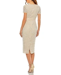High Neck Short Sleeve Embellished Dress